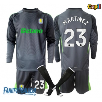 Aston Villa Emiliano Martinez #23 Portarii Echipament de Fotbal Replică 2025-26 Copii Acasa Mâneci Lungi (+ Șorturi)